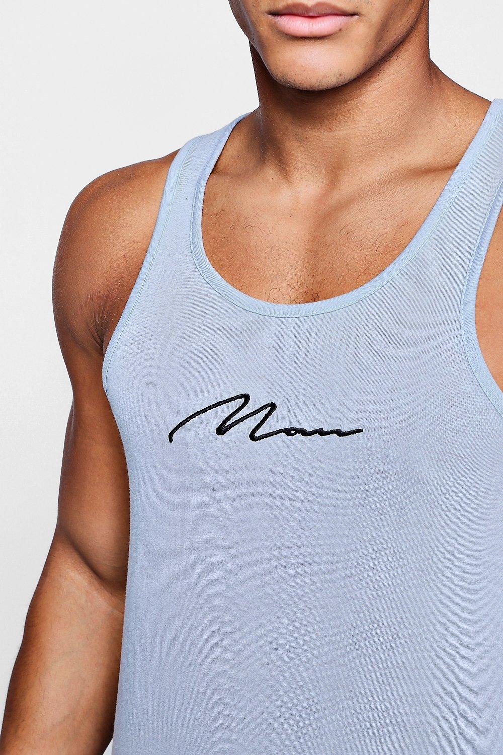 Man Signature Embroidered Muscle Fit Tank Top